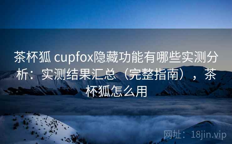 茶杯狐 cupfox隐藏功能有哪些实测分析：实测结果汇总（完整指南），茶杯狐怎么用